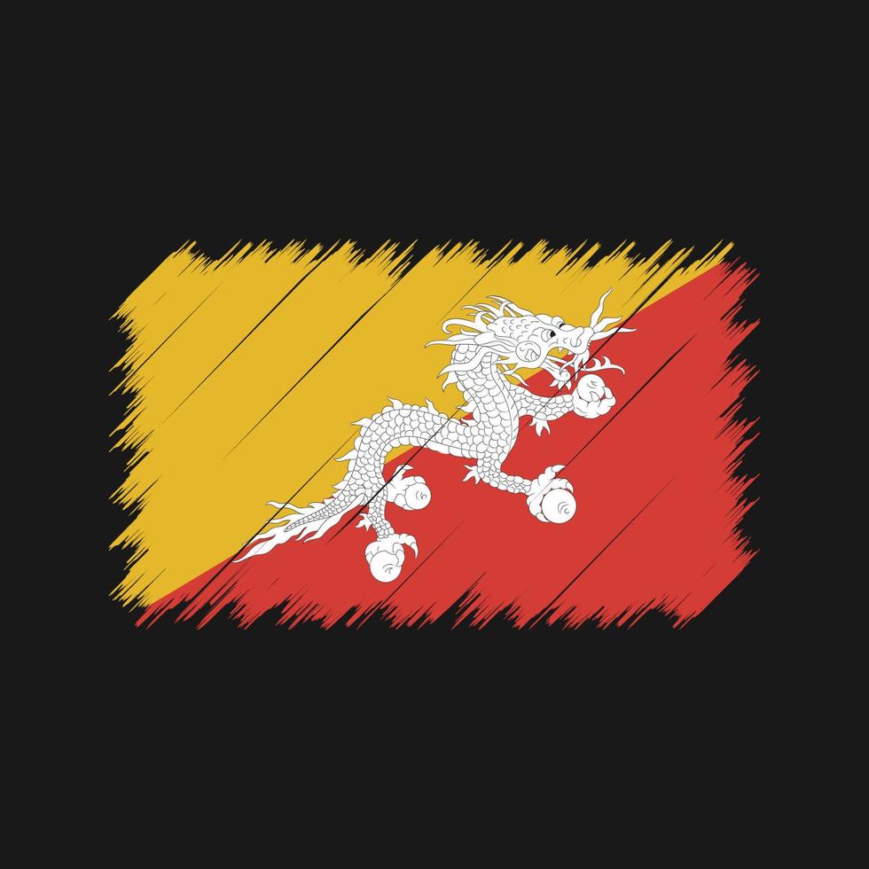 bhutan flagga penseldrag. National flagga vektor