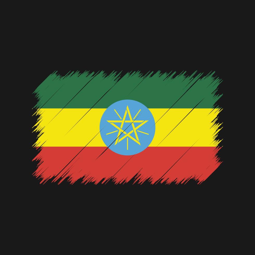 Pinselstriche mit Äthiopien-Flagge. Nationalflagge vektor