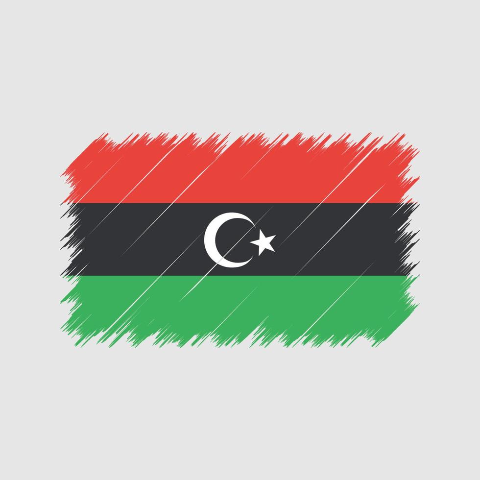 libyens flagga penseldrag. National flagga vektor