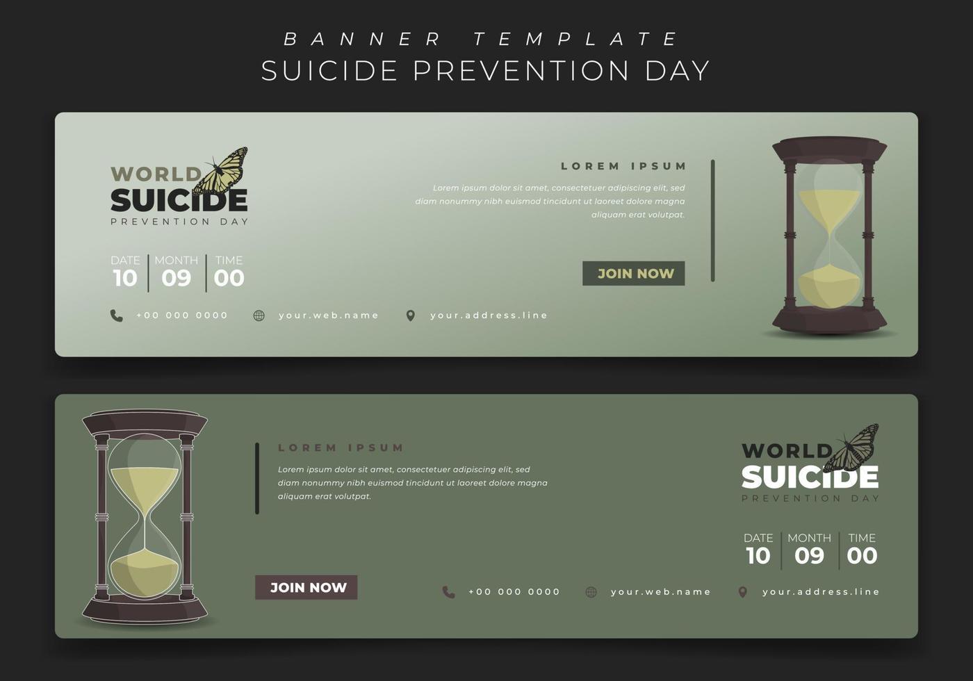banner mall i landskap grön bakgrund för världen självmordsförebyggande dag design vektor