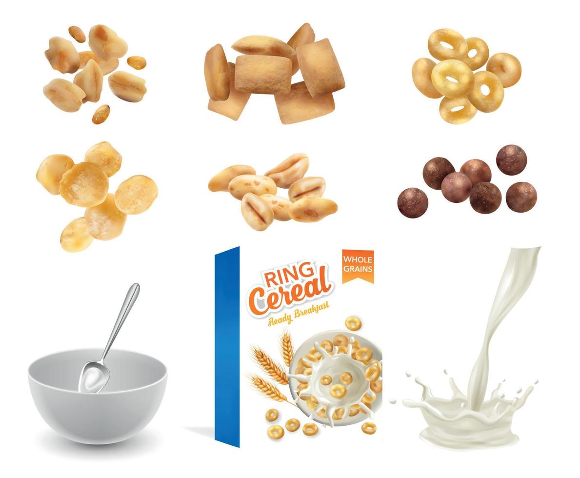 Ring-Müsli-Icon-Set vektor