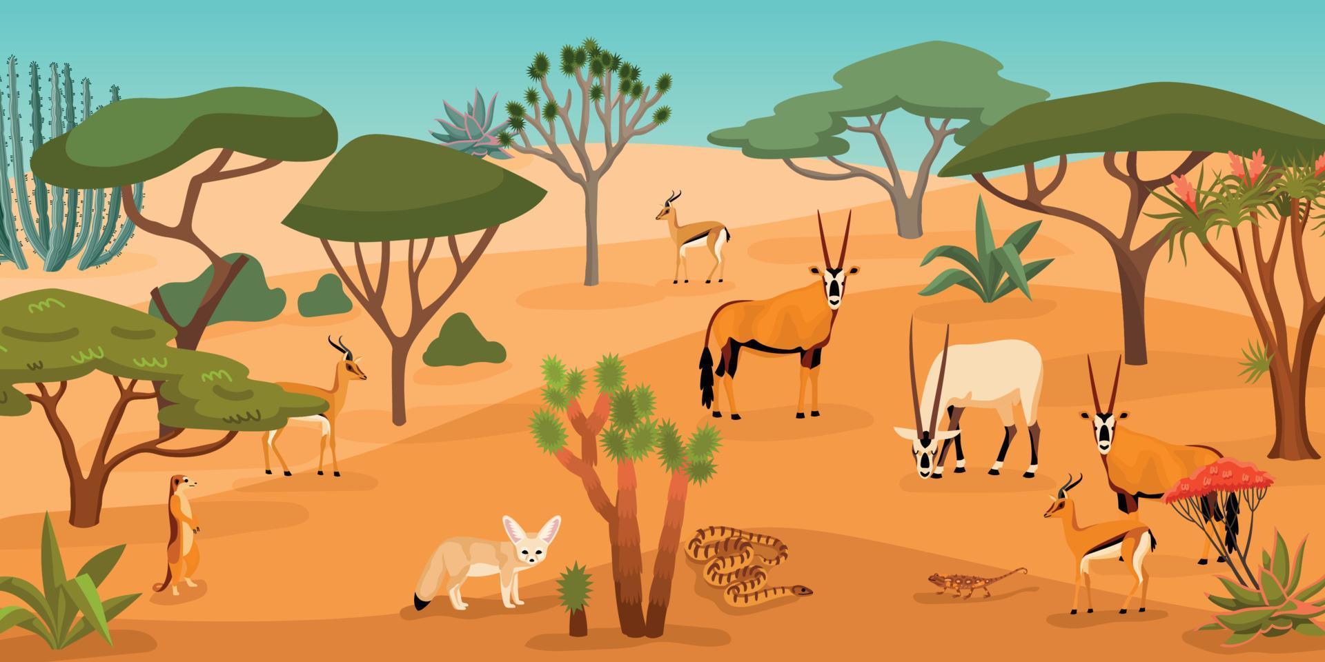 Wüsten-Cartoon-Hintergrund vektor