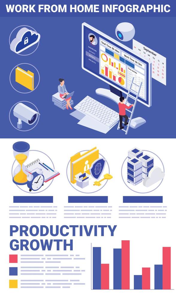 produktivitetstillväxt hem infographics vektor