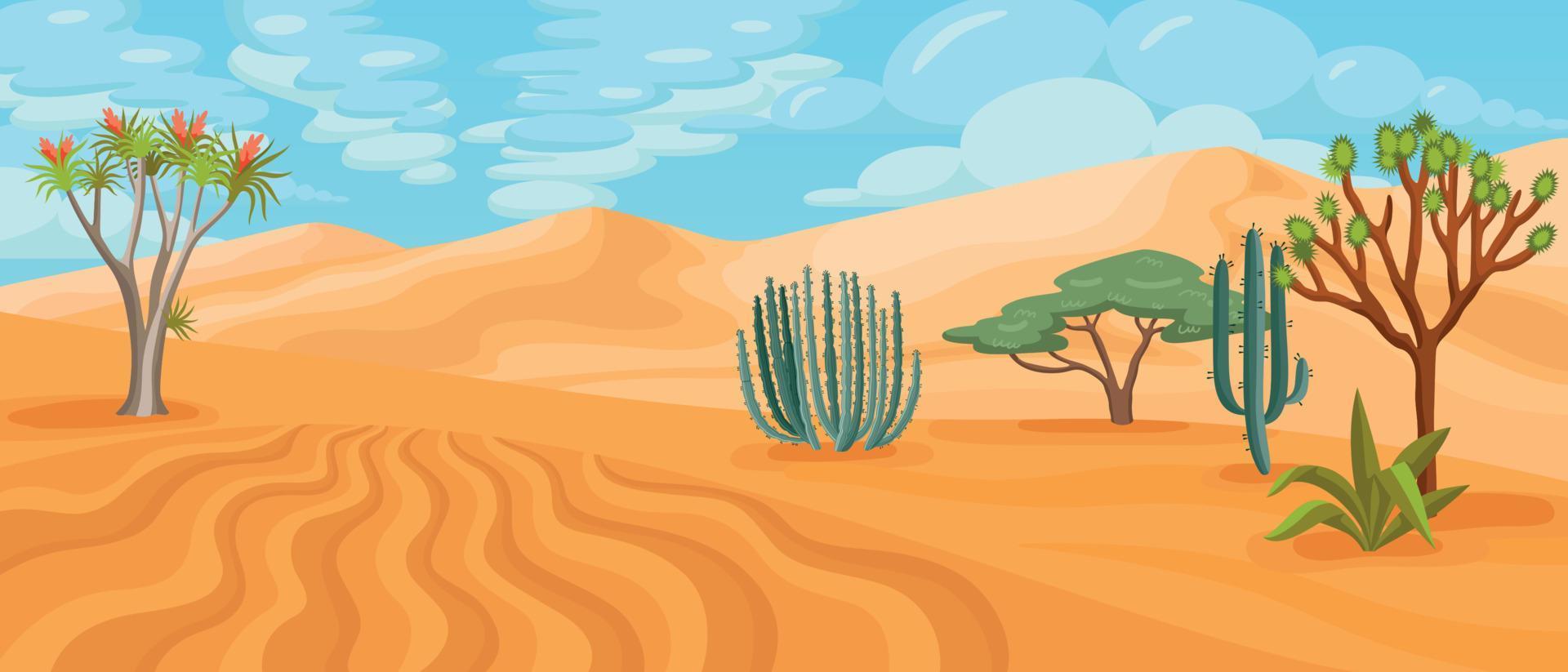 horizontale illustration der wüstenkarikatur vektor