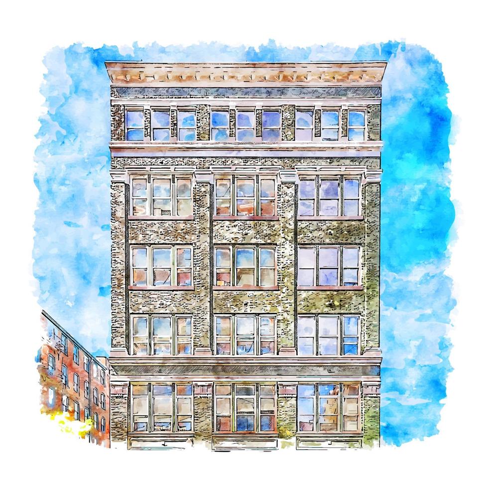 architektur cincinnati ohio vereinigte staaten aquarellskizze handgezeichnete illustration vektor