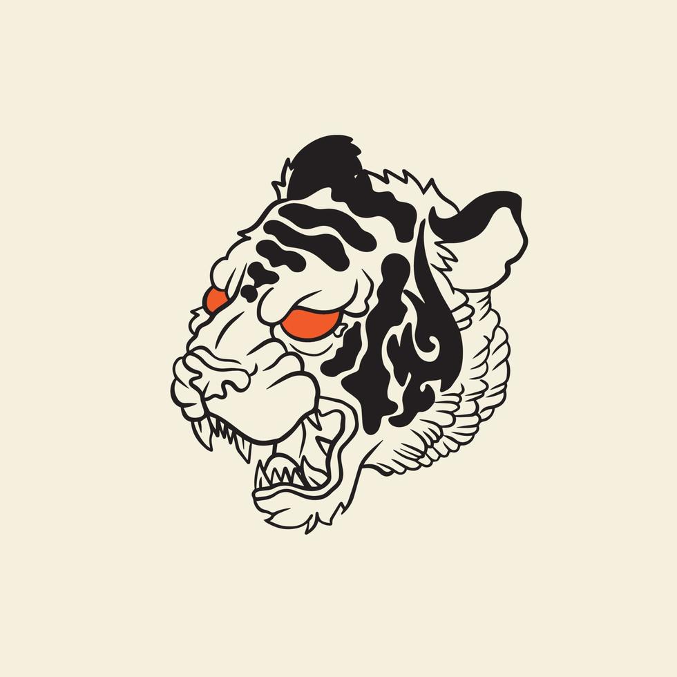 tiger ilska. vektor illustration av ett tigerhuvud.