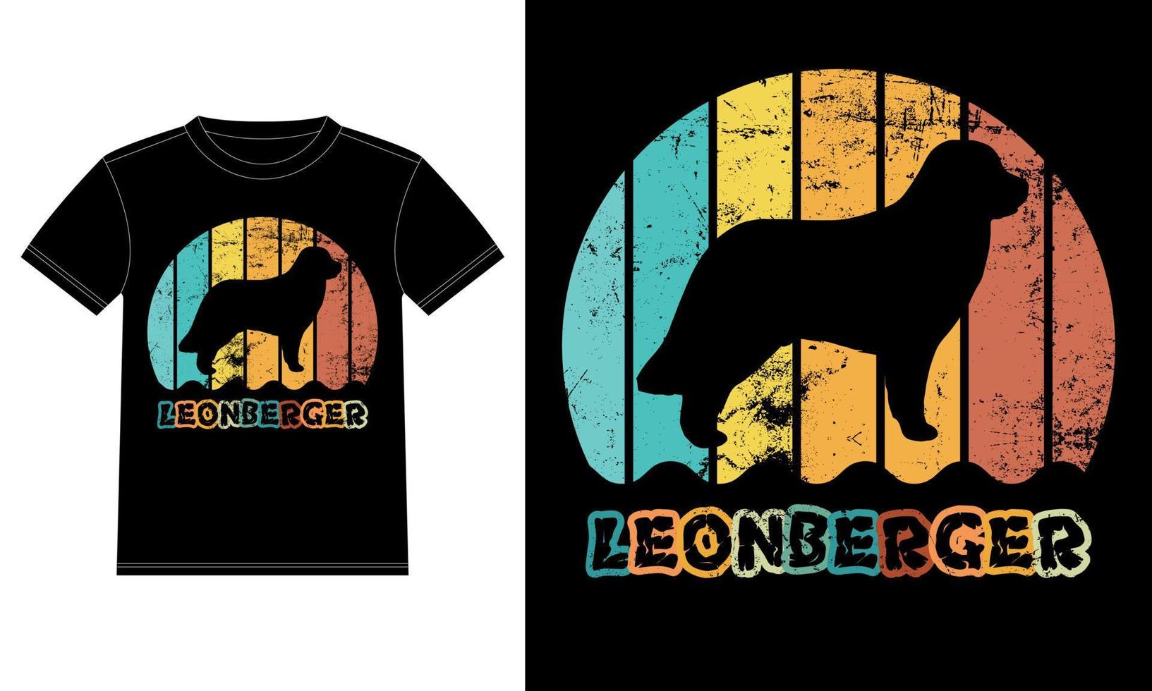 Sonnenuntergang-Silhouettegeschenkhundeliebhaberhundeinhaber-wesentlicher T - Shirt des lustigen Leonberger Vintagen retro vektor