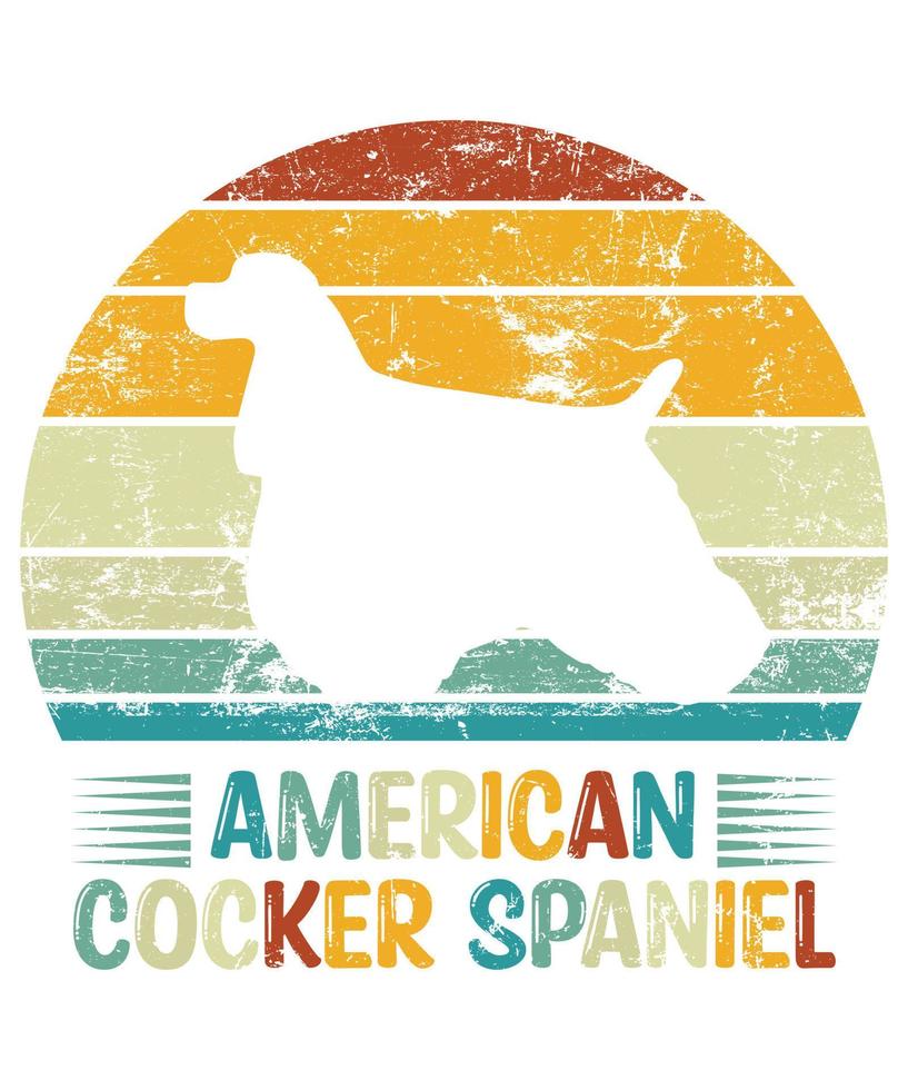 rolig amerikansk cocker spaniel vintage retro solnedgång silhuett gåvor hund älskare hundägare viktig t-shirt vektor