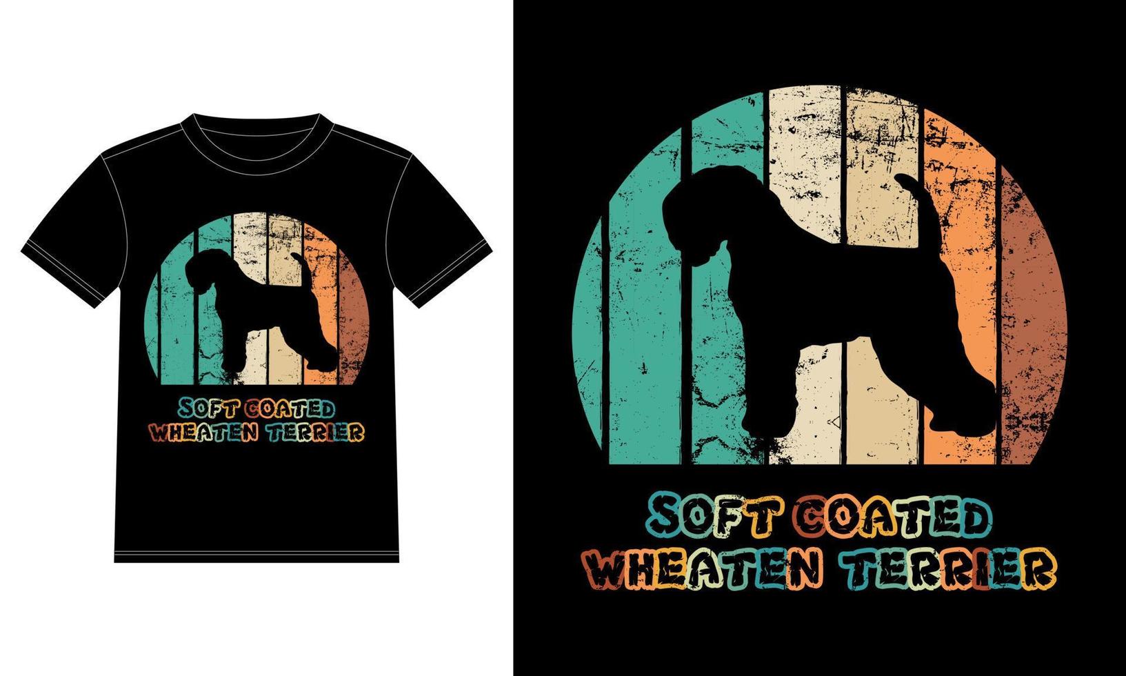 Sonnenuntergang-Silhouettegeschenkhundeliebhaber-Hundebesitzer des lustigen weich-überzogenen wheaten Terriers Vintager Retro- wesentlicher T - Shirt vektor