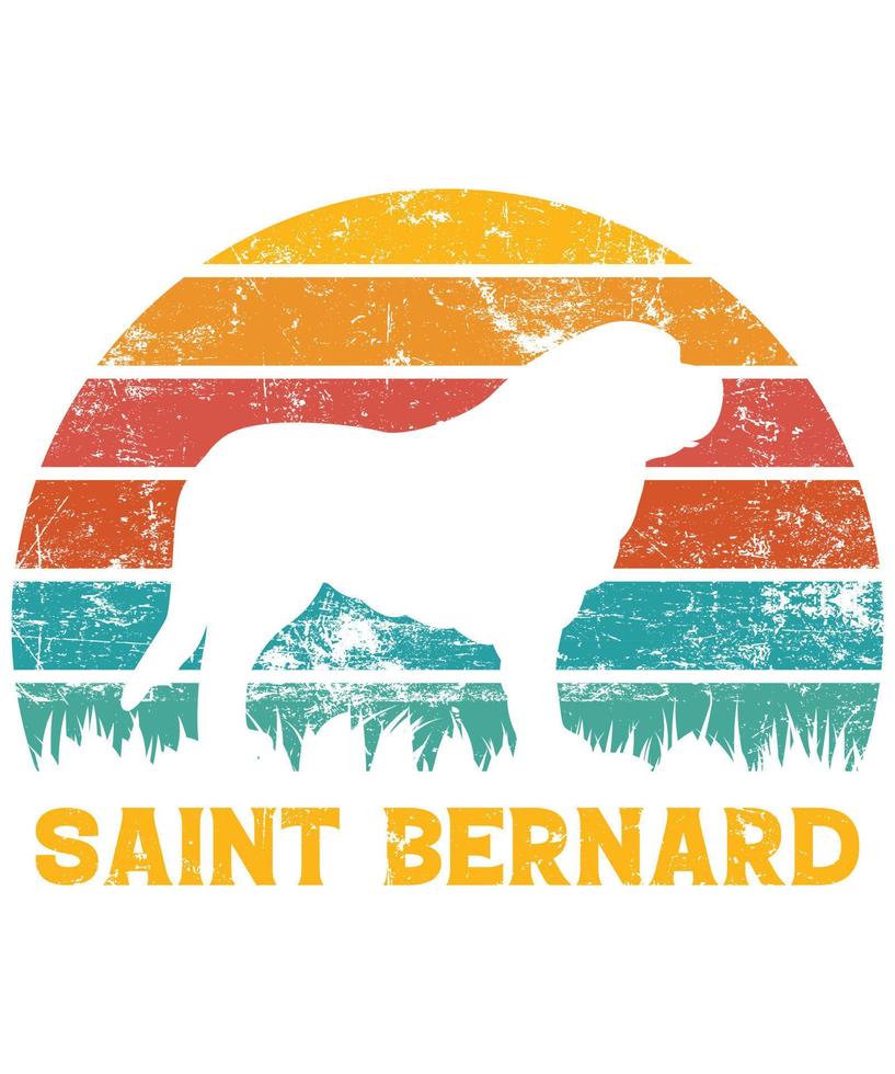 Sonnenuntergang-Silhouettegeschenkhundeliebhaber-Hundeinhaber-wesentlicher T - Shirt des lustigen Bernhardiners Vintager retro vektor