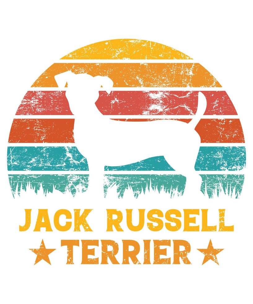 rolig jack russell terrier vintage retro solnedgång silhuett gåvor hund älskare hundägare viktig t-shirt vektor