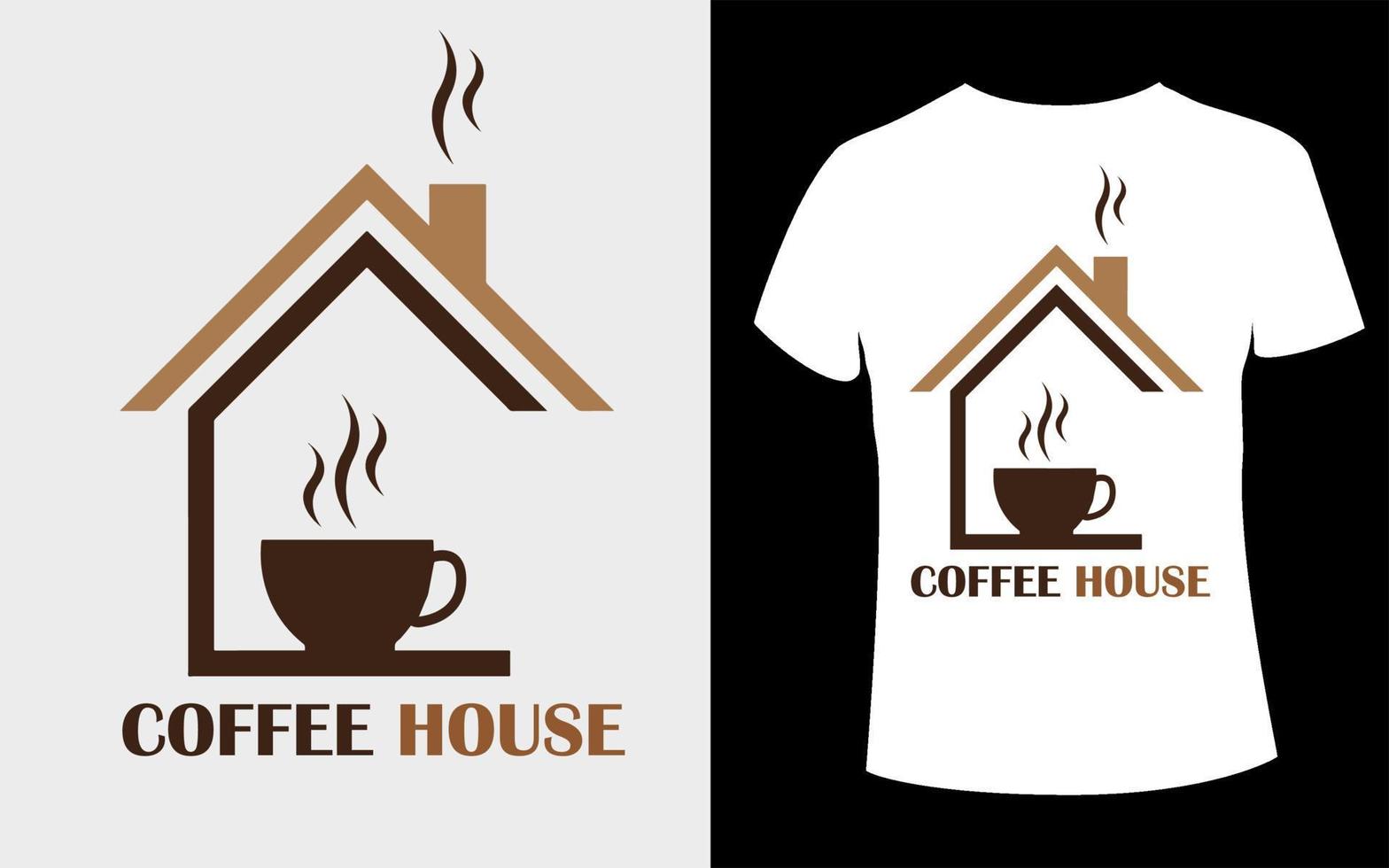 kaffehus t-shirt design redigerbar vektor