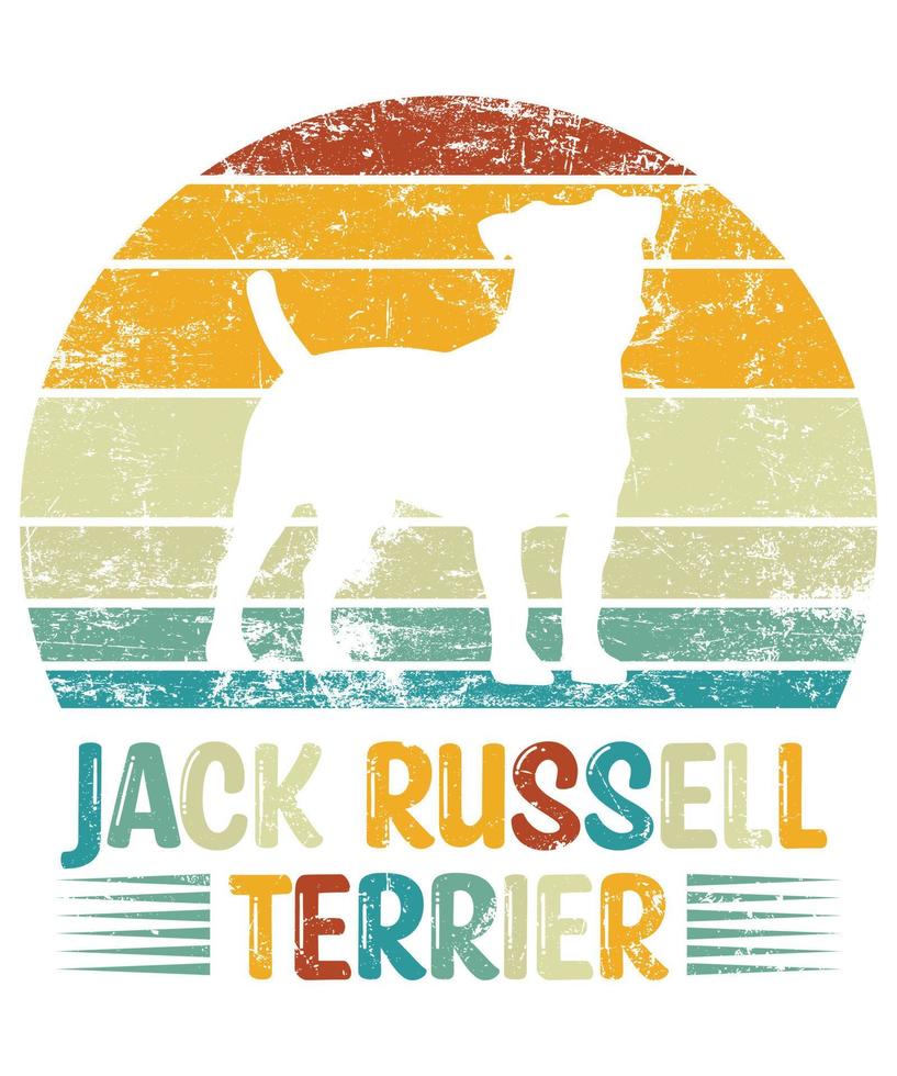 Sonnenuntergang-Silhouettegeschenke des lustigen Jack Russell-Terriers Vintager retro wesentlicher T - Shirt des Hundeliebhaber-Hundebesitzers vektor