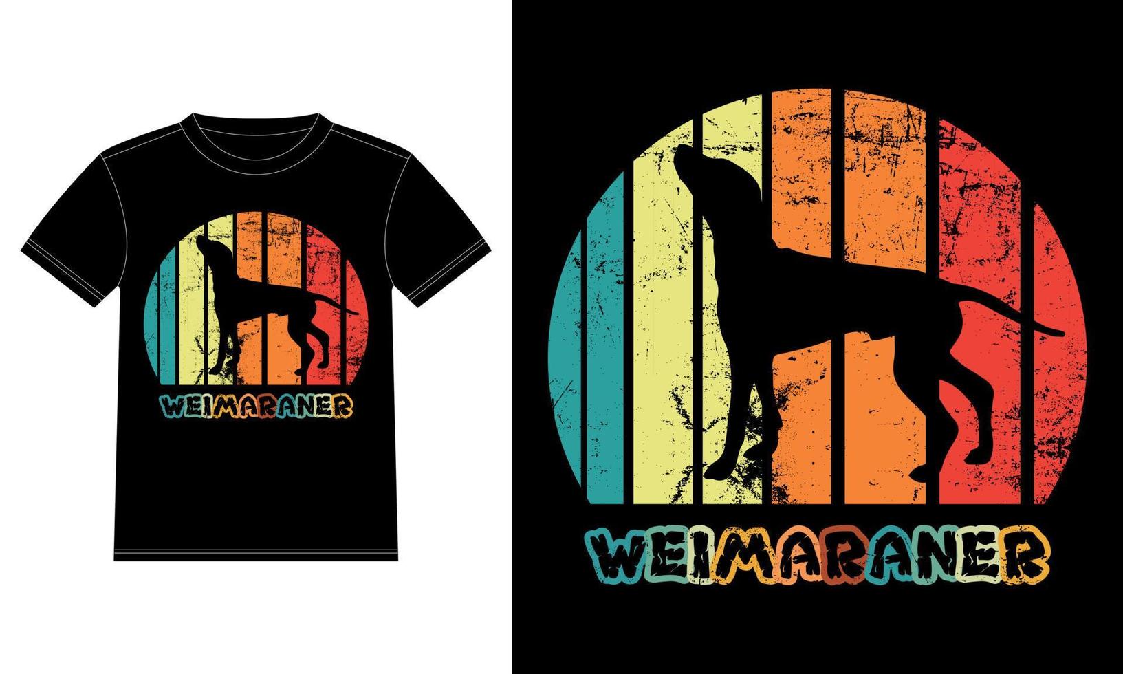 roliga Weimaraner vintage retro solnedgång silhuett gåvor hund älskare hundägare väsentlig t-shirt vektor
