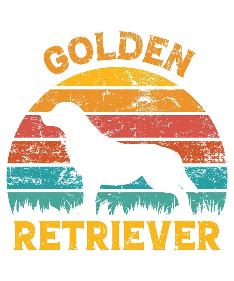 rolig golden retriever vintage retro solnedgång silhuett gåvor hund älskare hundägare viktig t-shirt vektor