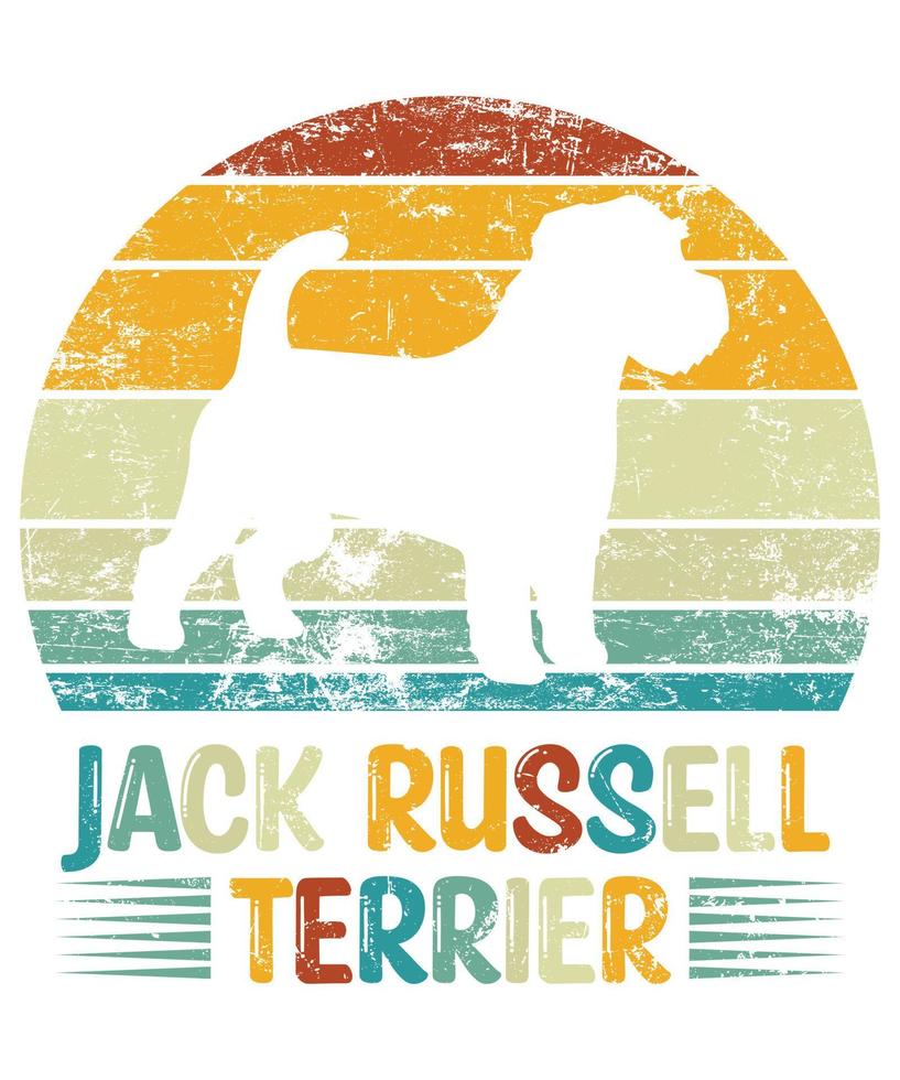 Sonnenuntergang-Silhouettegeschenke des lustigen Jack Russell-Terriers Vintager retro wesentlicher T - Shirt des Hundeliebhaber-Hundebesitzers vektor