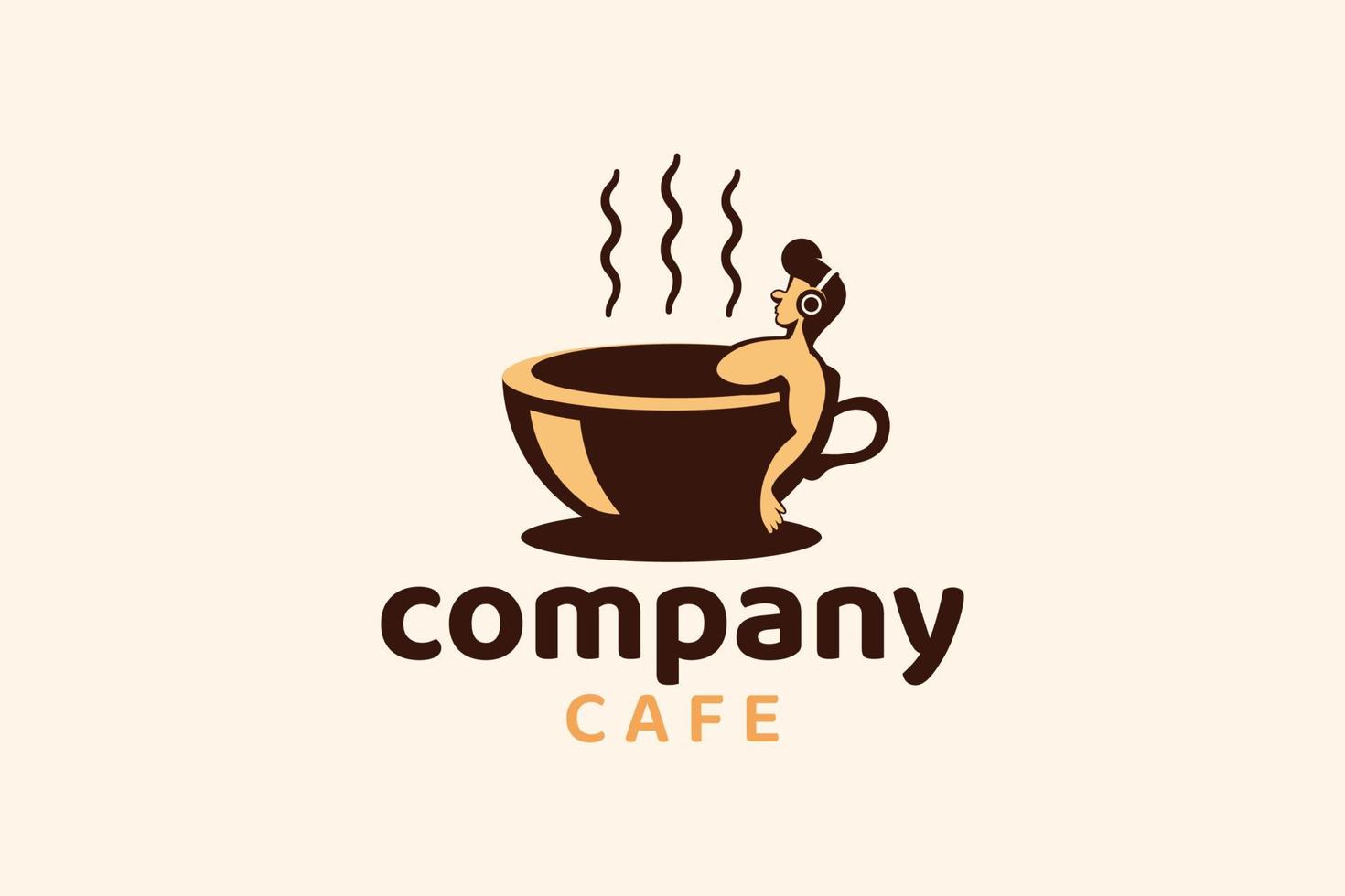 relax café logotyp med en kombination av en kaffekopp och avslappnade människor för alla företag, speciellt för café, kafé, dryck, terapi, hälsovård, etc. vektor