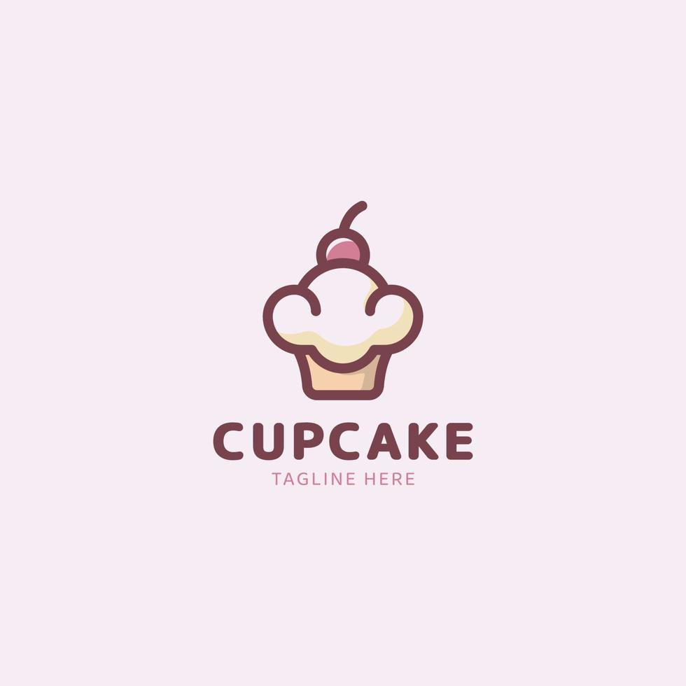 einfache Cupcake-Logo-Vektorgrafik für jedes Unternehmen, insbesondere für Bäckereien, Konditoreien, Lebensmittel und Getränke, Cafés usw. vektor