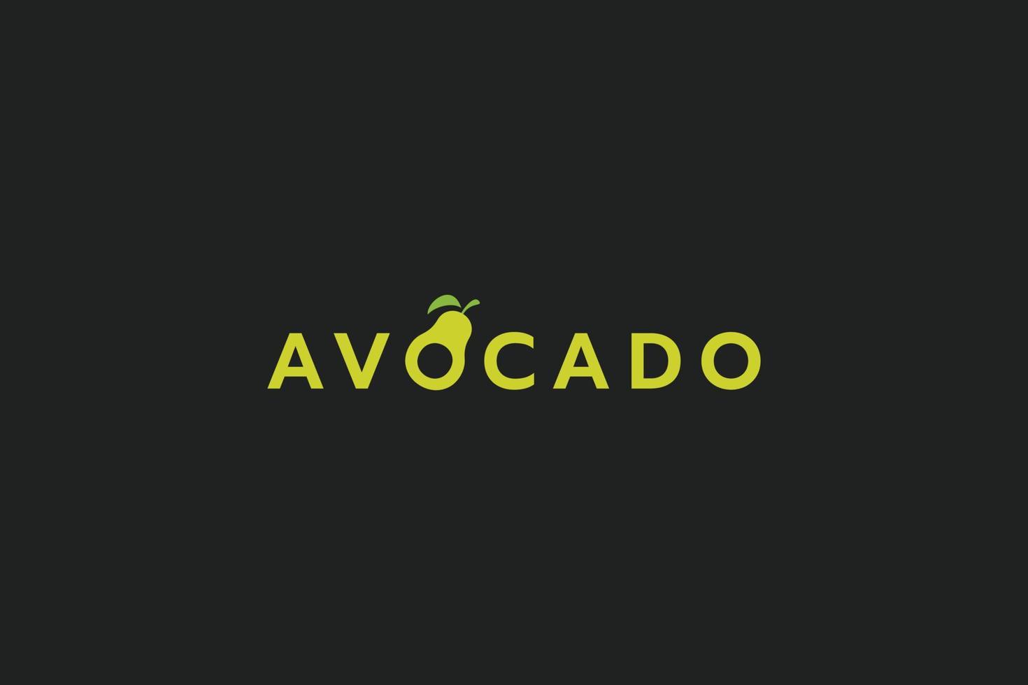 Avocado-Logo mit Schriftzug und Avocado als Buchstabe o vektor