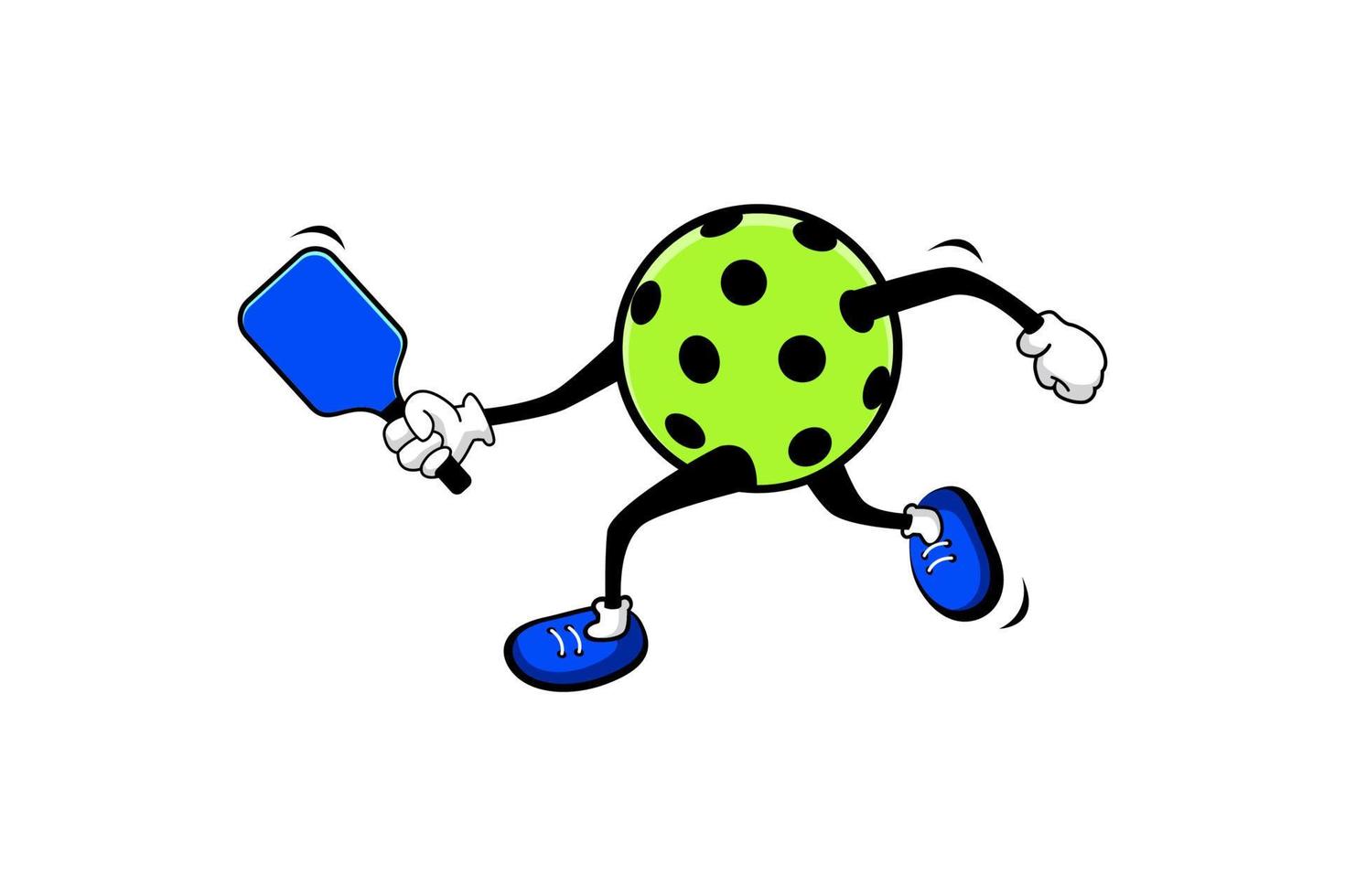 pickleball-logotyp med seriefigur i forehand-position, för alla företag, speciellt för att göra en logotyp, affischer, flygblad, klistermärken, memes, etc. vektor