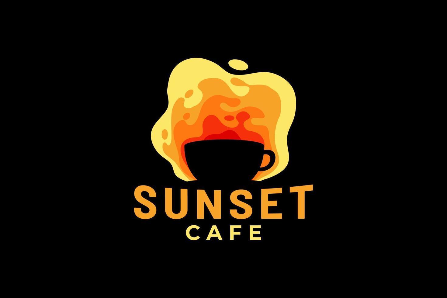 Sonnenuntergangscafé-Logo für jedes Unternehmen, insbesondere für Cafés, Cafés, Restaurants, Bars usw. vektor