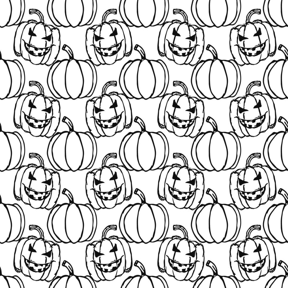 sömlös halloween vektor mönster. doodle vektor med halloween ikoner