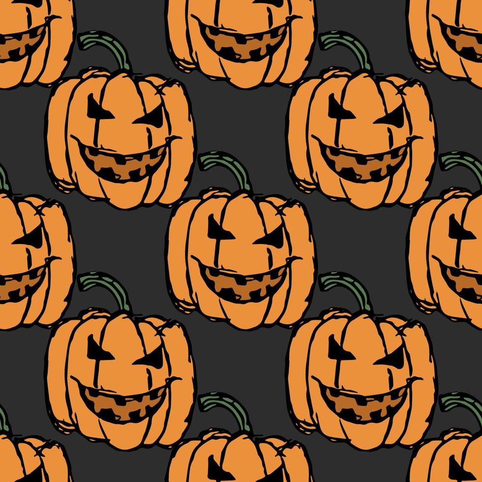 Nahtloses Halloween-Kürbismuster. Halloween-Hintergrund mit unheimlichem Kürbis vektor