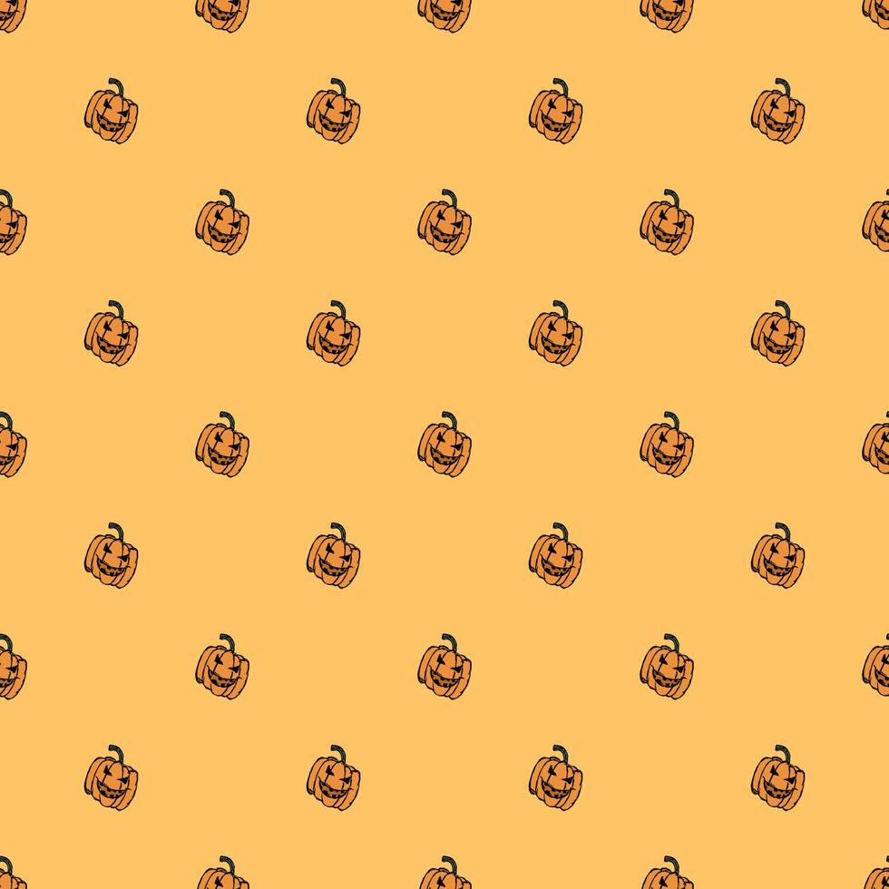 Nahtloses Halloween-Kürbismuster. Halloween-Hintergrund mit unheimlichem Kürbis vektor