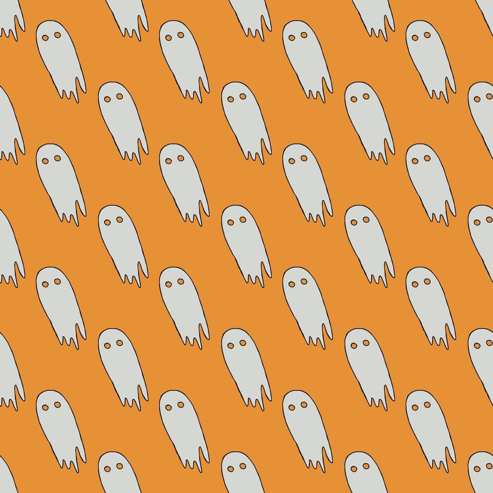 Nahtloses Halloween-Muster mit Geist. Vektorhintergrund mit Gekritzel-Halloween-Geisterikonen vektor