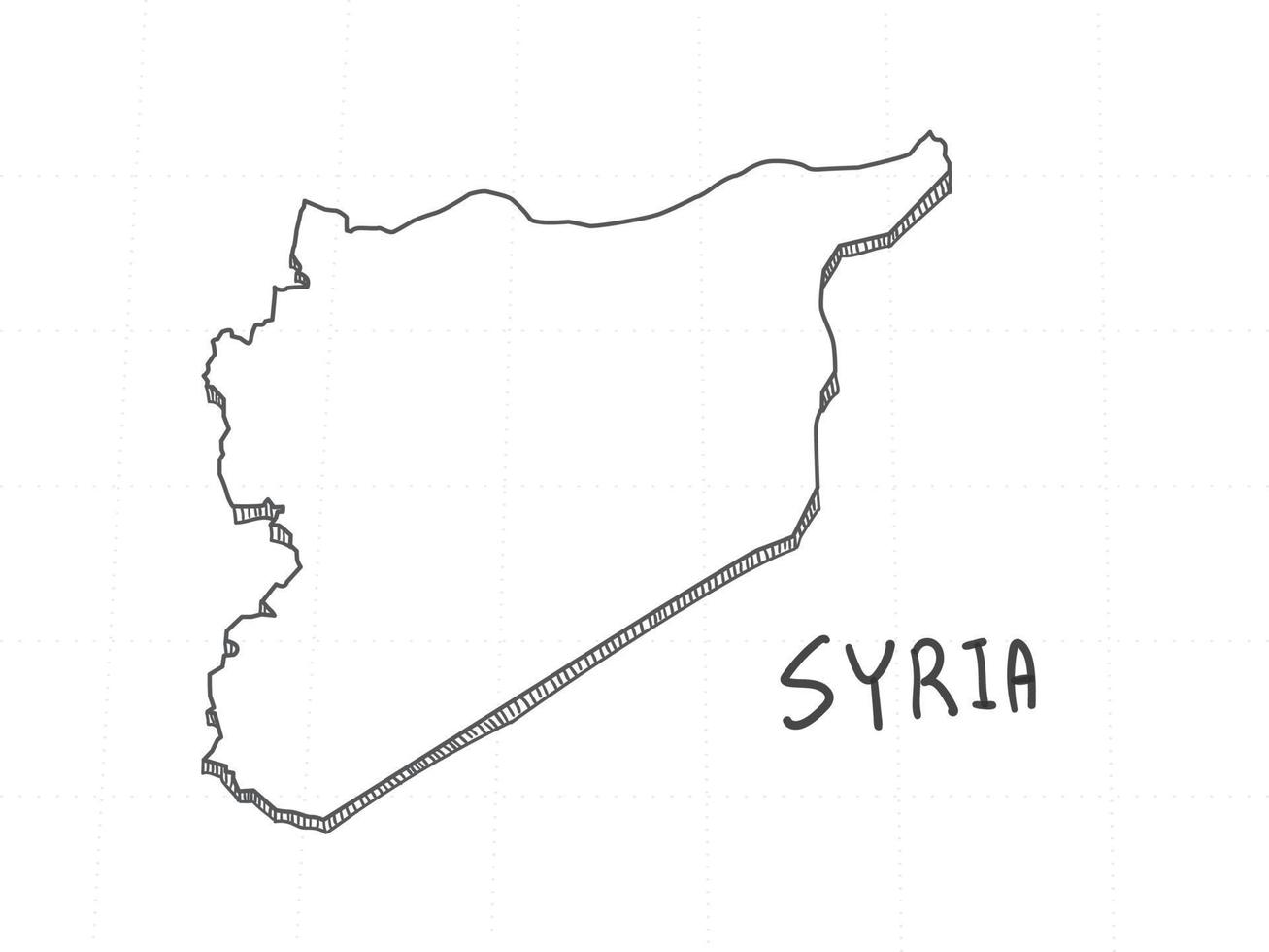 handritad av syrien 3d-karta på vit bakgrund. vektor