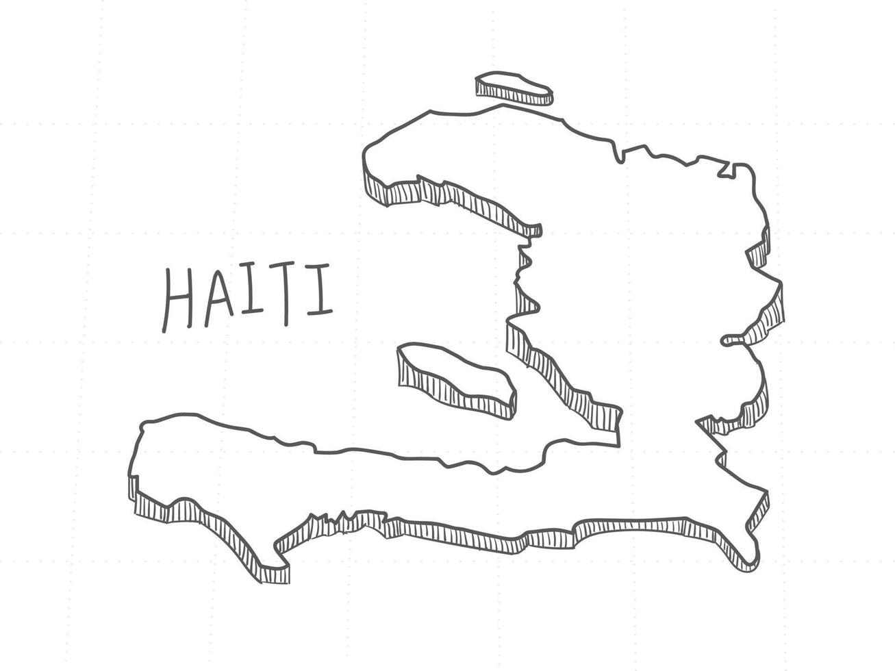 hand gezeichnet von haiti 3d-karte auf weißem hintergrund. vektor