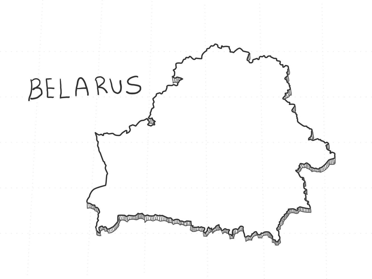 handritad av Vitryssland 3d-karta på vit bakgrund. vektor