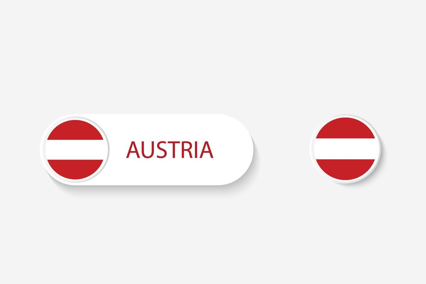 Österreich-Knopfflagge in Abbildung von Oval mit Wort von Österreich. und Knopfflagge Österreich. vektor