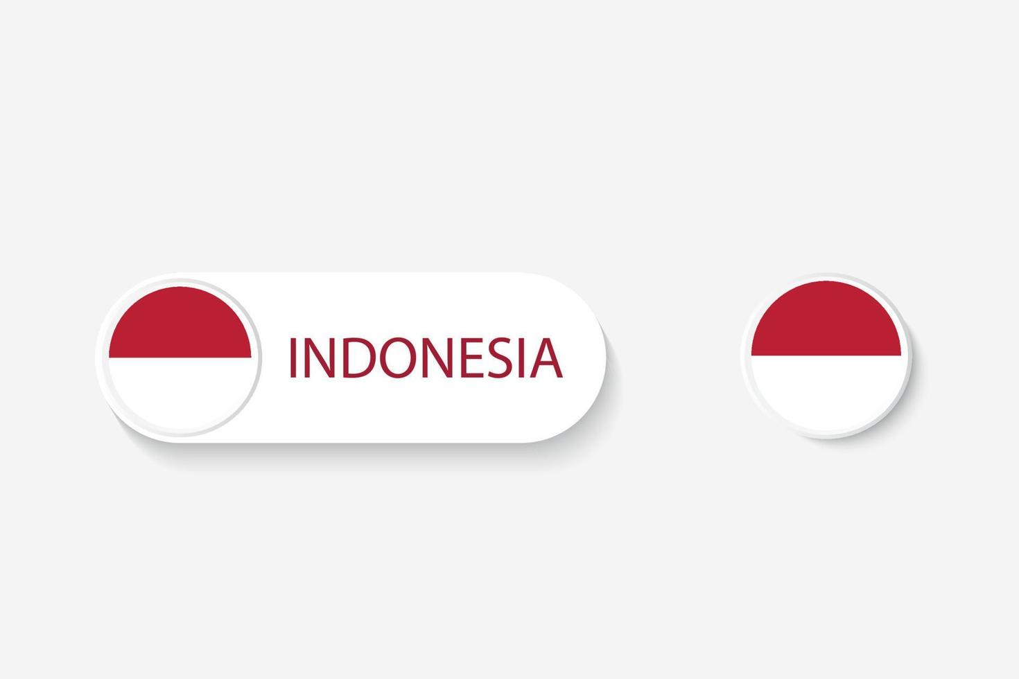 Indonesien knappen flagga i illustration av oval formad med ordet Indonesien. och knappflagga Indonesien. vektor