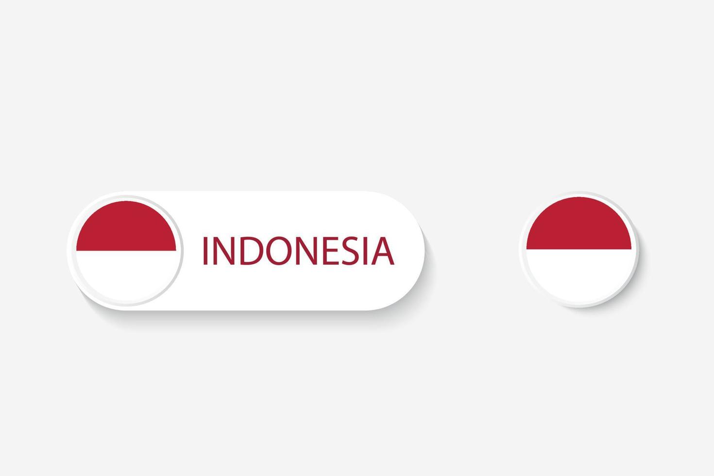 Indonesien-Schaltflächenflagge in der Abbildung des Ovals, das mit Wort von Indonesien geformt wird. und Knopfflagge Indonesien. vektor