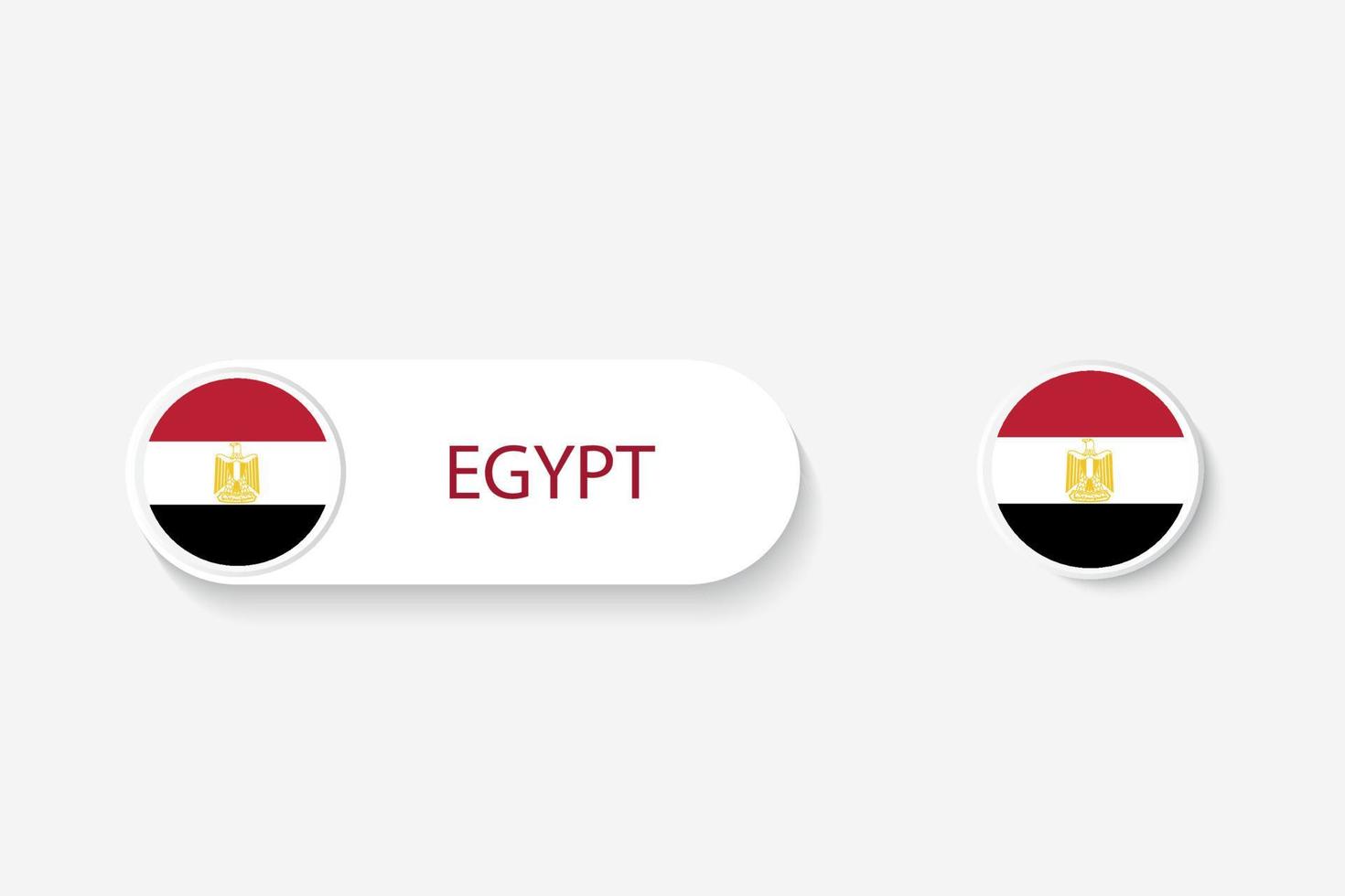 egypten knapp flagga i illustration av oval formad med word of egypt. och knappflagga egypten. vektor