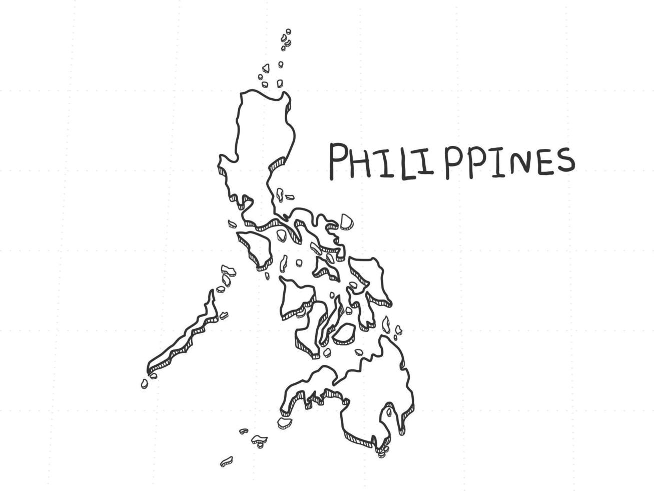hand gezeichnet von den philippinen 3d-karte auf weißem hintergrund. vektor