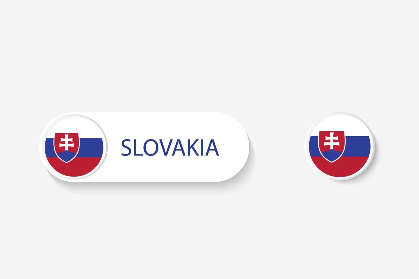 slowakei-knopfflagge in der illustration des ovalen geformt mit dem wort der slowakei. und Knopfflagge Slowakei. vektor