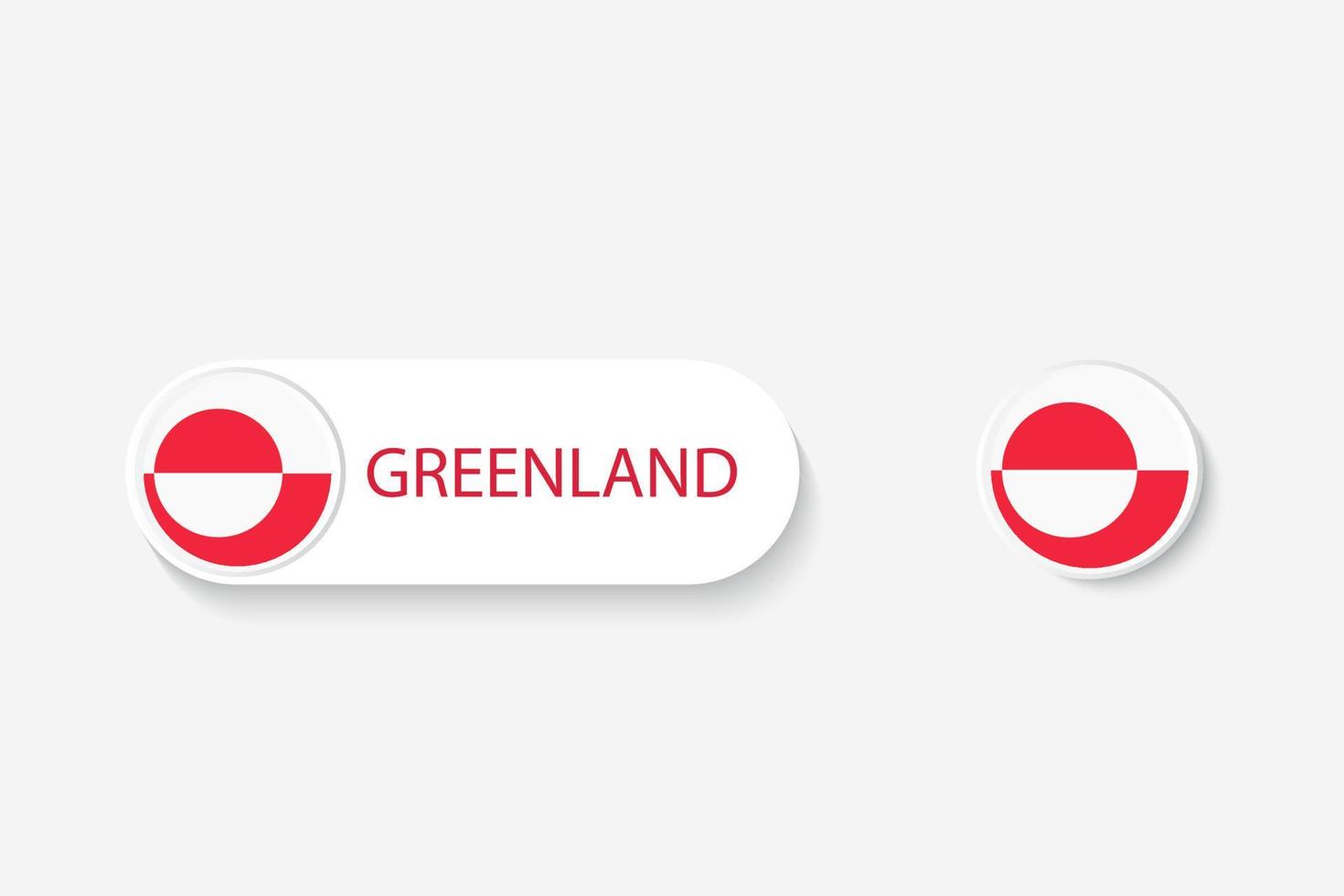 grönlandsknappen flagga i illustration av oval formad med ordet grönland. och knapp flagga grönland. vektor