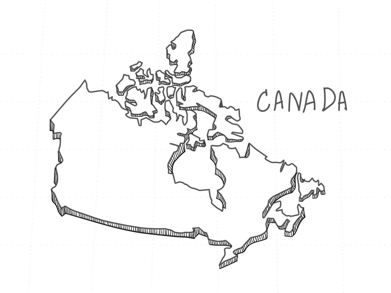 handritad av Kanada 3d-karta på vit bakgrund. vektor