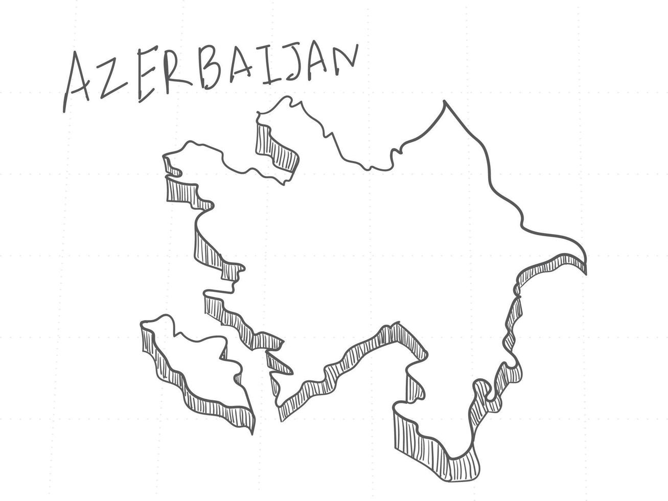 handritad av azerbajdzjan 3d-karta på vit bakgrund. vektor