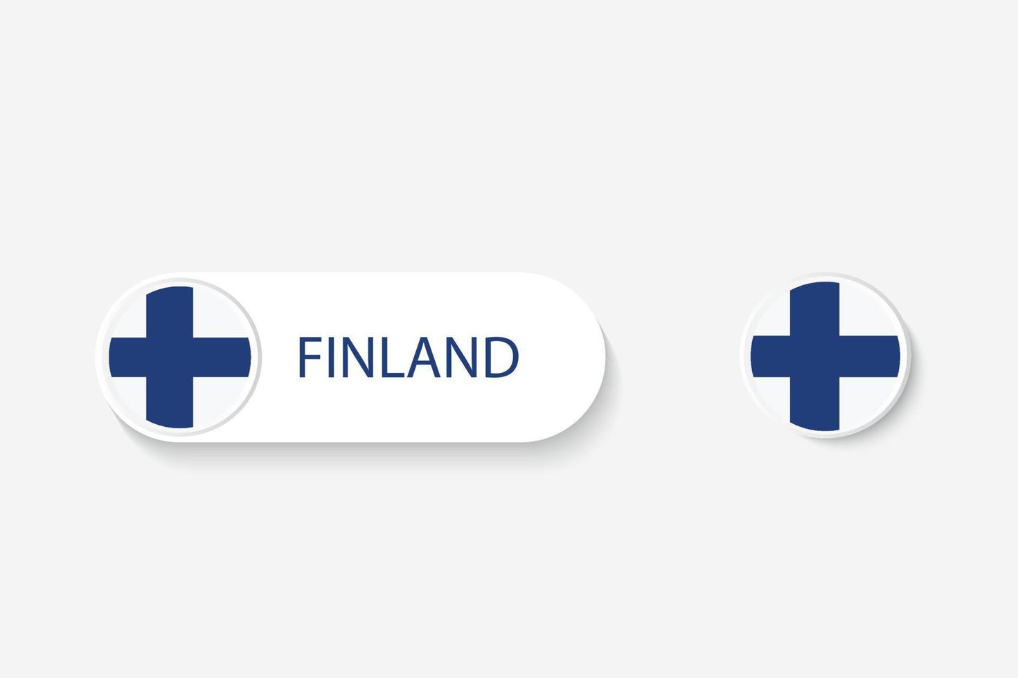 Finnland-Schaltflächenflagge in Illustration eines Ovals, das mit Wort von Finnland geformt ist. und Knopfflagge Finnland. vektor