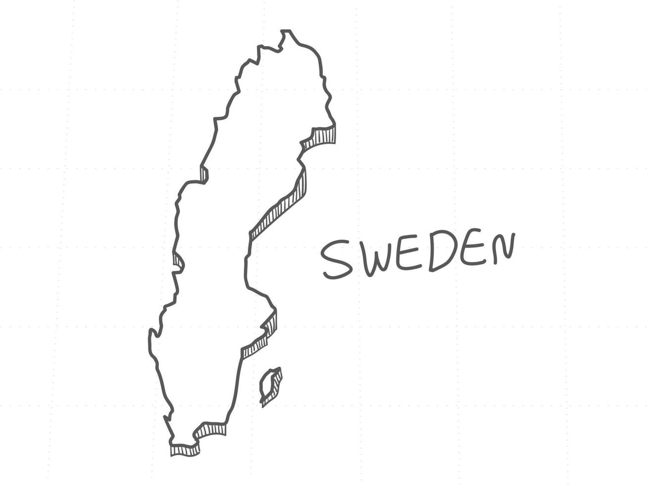 hand gezeichnet von schweden 3d-karte auf weißem hintergrund. vektor