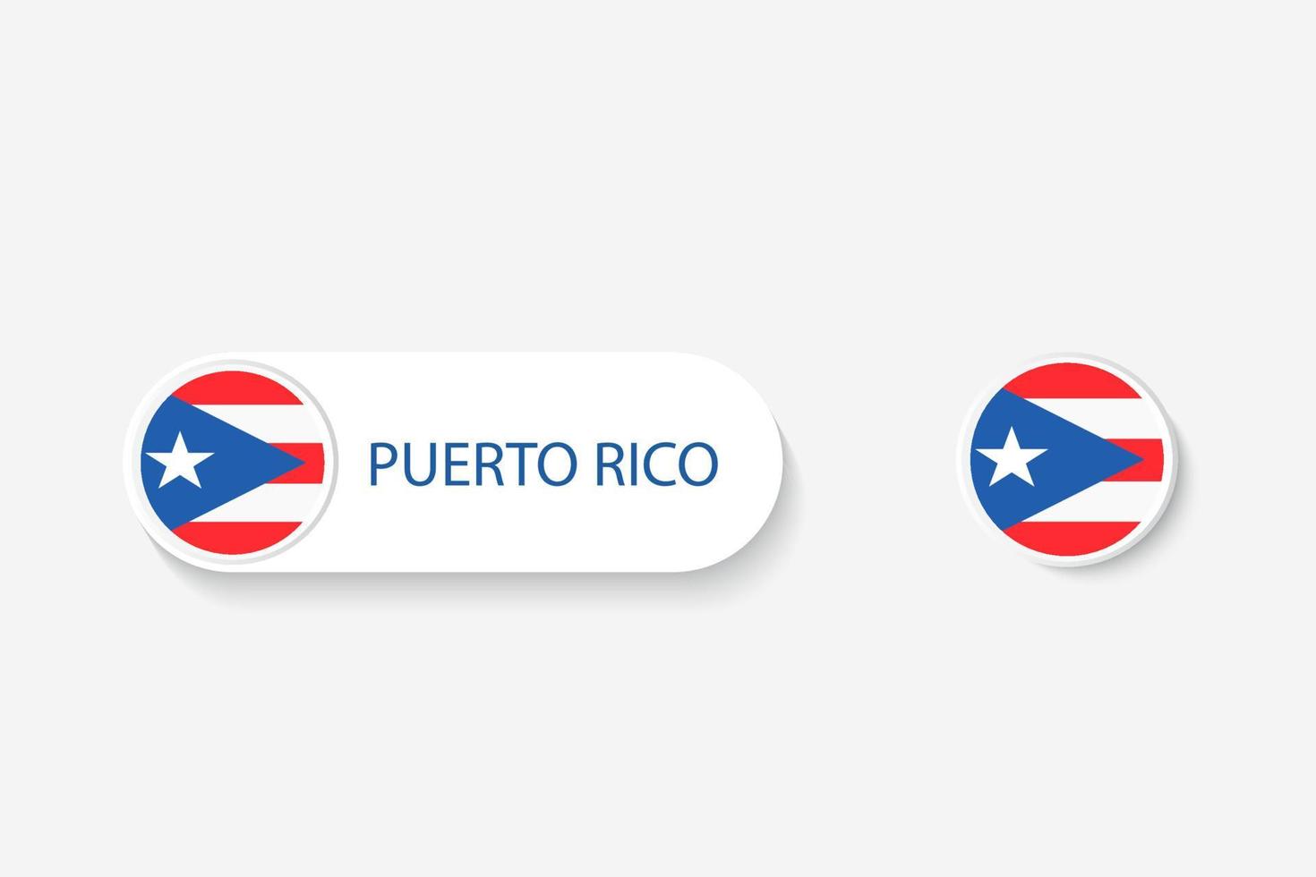 puerto rico-knopfflagge in der illustration des ovalen geformt mit wort von puerto rico. und Knopfflagge Puerto Rico. vektor