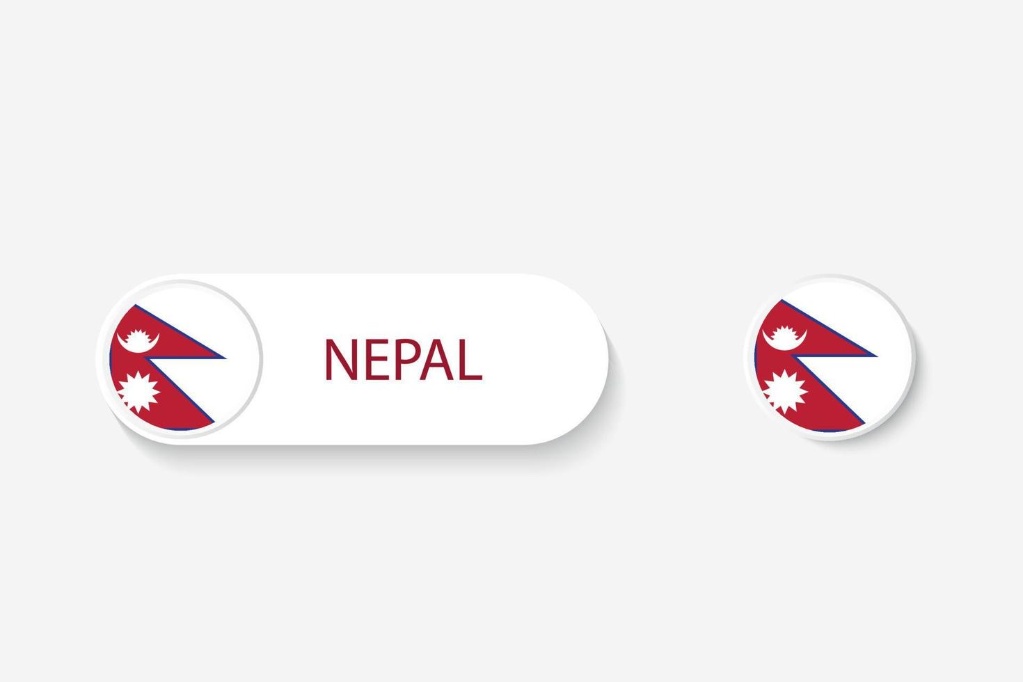 nepal knapp flagga i illustration av oval formad med word of nepal. och knappflagga nepal. vektor