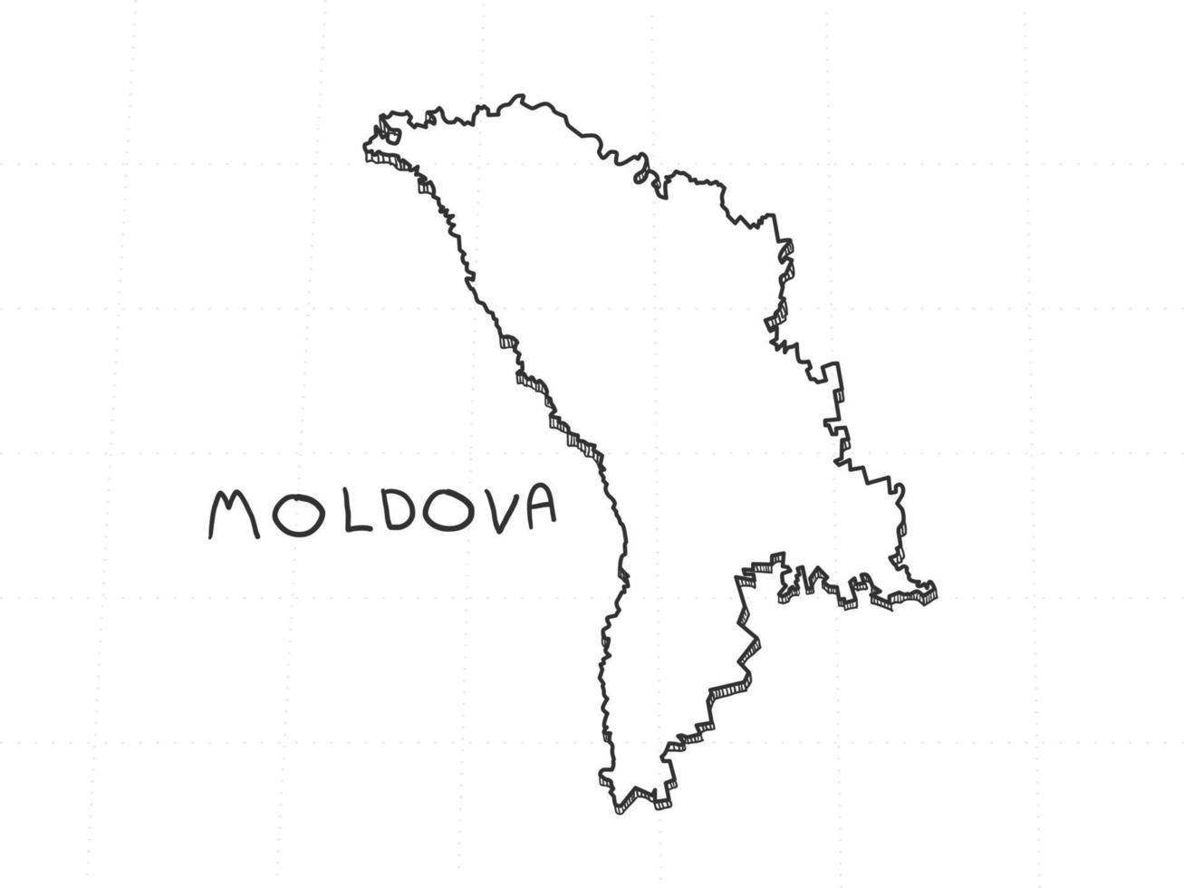 handritad av moldavien 3d-karta på vit bakgrund. vektor
