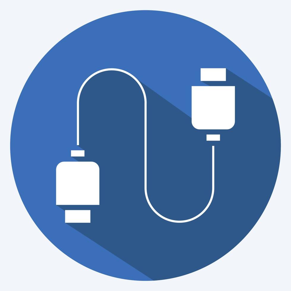 Icon-Kabel. geeignet für Symbol für Computerkomponenten. langer Schattenstil. einfaches Design editierbar. Design-Vorlagenvektor. einfache Abbildung vektor