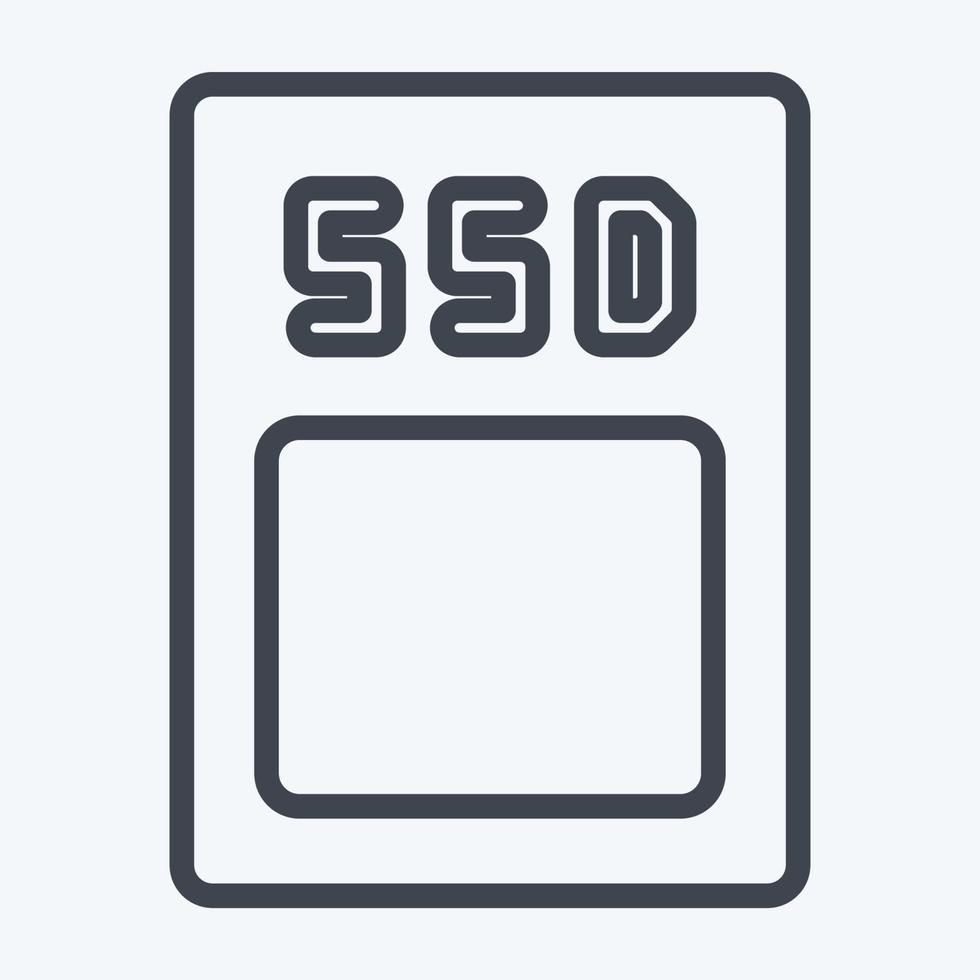 Symbol-SSD. geeignet für Symbol für Computerkomponenten. Linienstil. einfaches Design editierbar. Design-Vorlagenvektor. einfache Abbildung vektor