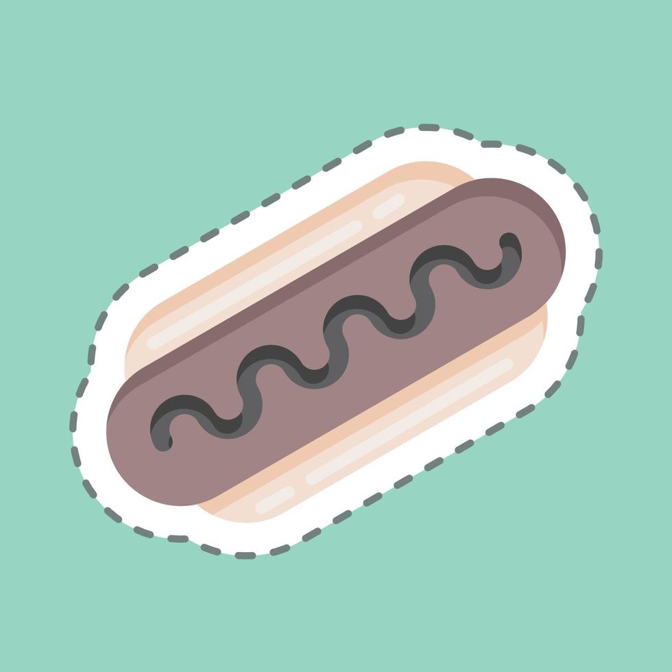 klistermärke linje cut bratwurst. lämplig för utbildning symbol. enkel design redigerbar. designmall vektor. enkel illustration vektor