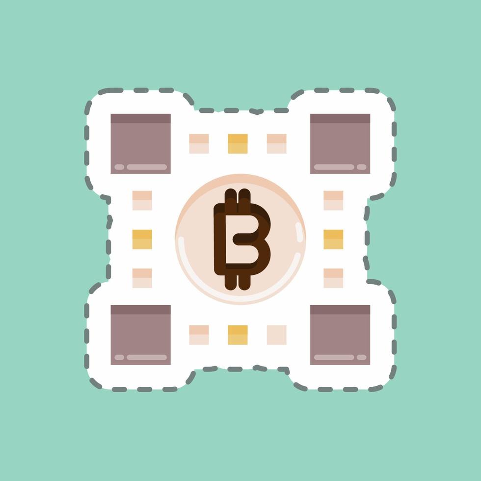 klistermärke linje cut bitcoins teknik. lämplig för utbildning symbol. enkel design redigerbar. designmall vektor. enkel illustration vektor